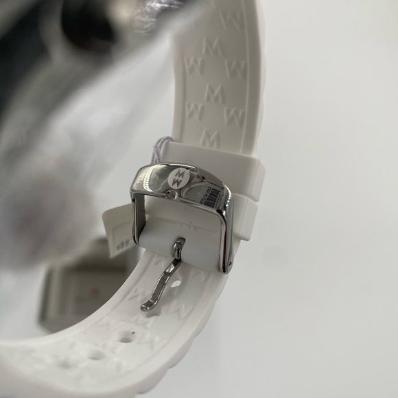 MICHELE Silver Dial White Silicone Strap Women's Tahitan 40mm Watch - Picture 9 of 11